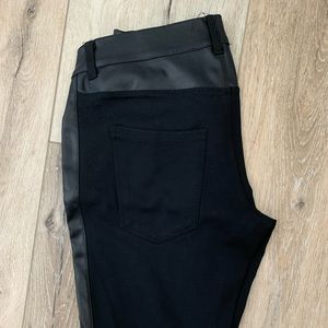Black leggings/pants with leather stripe